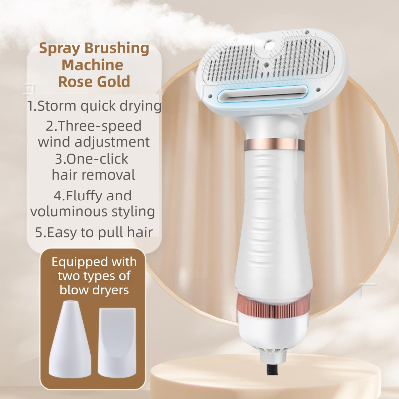 Rose Gold 6-in-1 Pet Grooming Hair Dryer with Noise-Reduction & Painless Massage