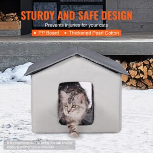 VEVOR Heated Cat House, Outdoor Kitty Shelter with Timer, 600D Oxford Cloth Fold-able Cat Shelter with Heated Pad  for Winter to Stay Warm and Cozy