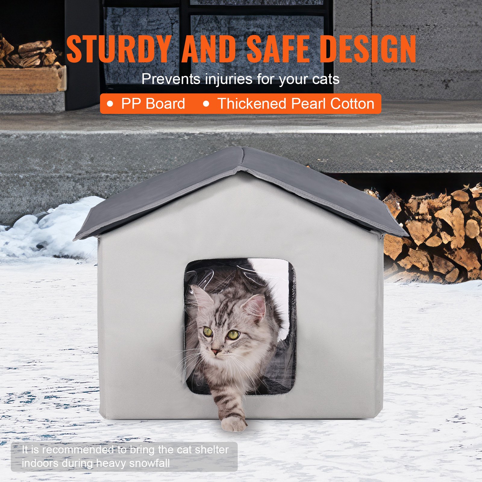 VEVOR Heated Cat House, Outdoor Kitty Shelter with Timer, 600D Oxford Cloth Fold-able Cat Shelter with Heated Pad for Winter to Stay Warm and Cozy