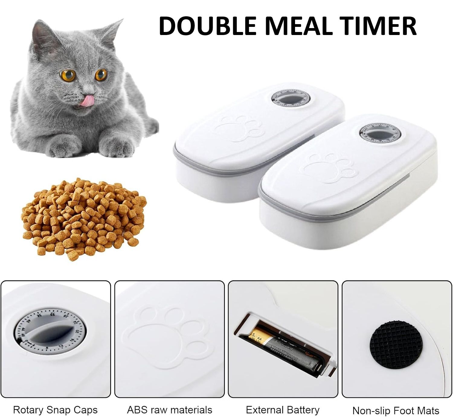 CARLA HOME 2 Meal Automatic Pet Feeder with Timer for Cat & Dog Wet & Dry Food (Dual Bowl 700ML) - Image 3